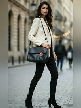 ♋INNUE Italia Black Leather Bag
